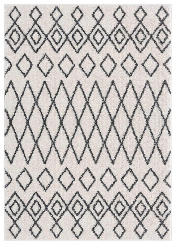 Rugs Affordable Rugs 63" x 86" x 1.2" White Microfiber Polyester Area Rug 1545 HomeRoots