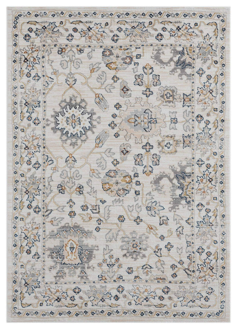 Rugs Aqua Area Rug 23" x 36" x 0.79" Beige Microfiber/Polyester Accent Rug 8018 HomeRoots