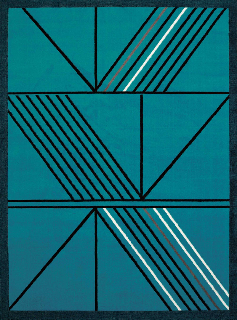 Rugs Aqua Area Rug 94" x 126" x 0.4" Aqua Olefin Oversize Rug 7788 HomeRoots