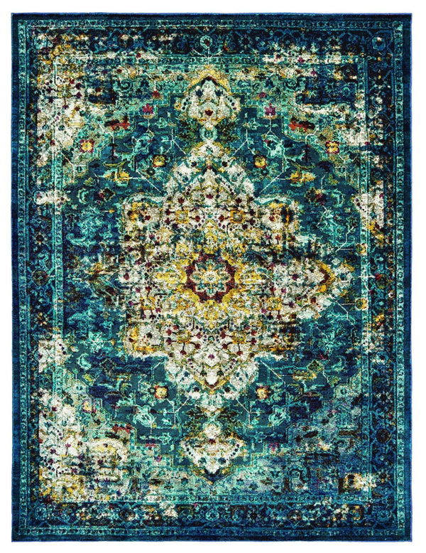 Rugs Aqua Rug - 22" x 36" x 0.3 Aqua Olefin Accent Rug HomeRoots