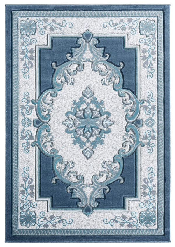 Rugs Aqua Rug - 31" x 88" x 0.53" Aqua Olefin/Polypropylene Mat Rug HomeRoots