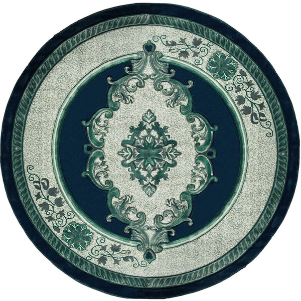 Rugs Aqua Rug - 31" x 88" x 0.53" Aqua Olefin/Polypropylene Round Rug HomeRoots