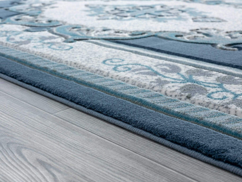 Rugs Aqua Rug - 31" x 88" x 0.53" Aqua Olefin/Polypropylene Round Rug HomeRoots