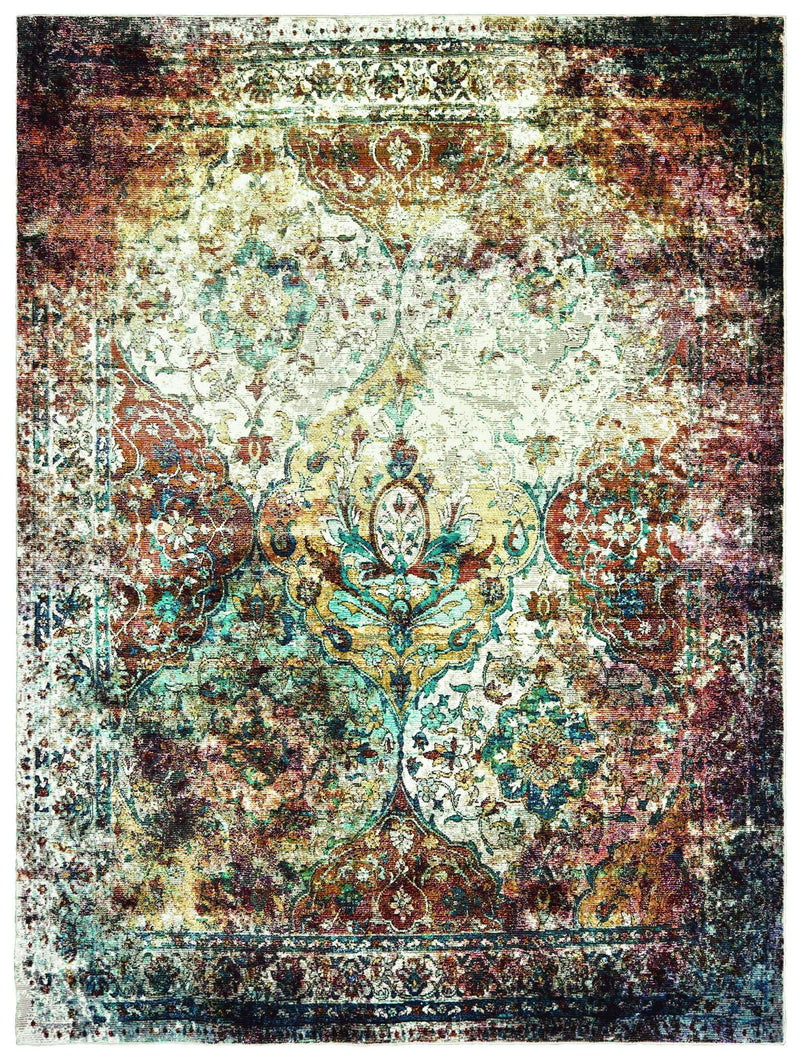 Rugs Aqua Rug 63" x 86" x 0.3" Multi Olefin Area Rug 90 HomeRoots