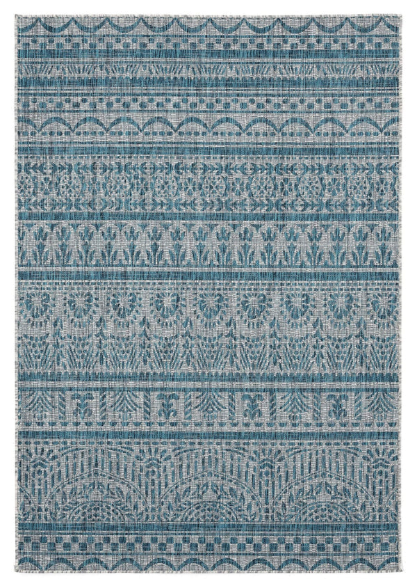 Rugs Aqua Rug 94" x 126" x 0.04" Aqua Polypropylene Oversize Rug 6890 HomeRoots