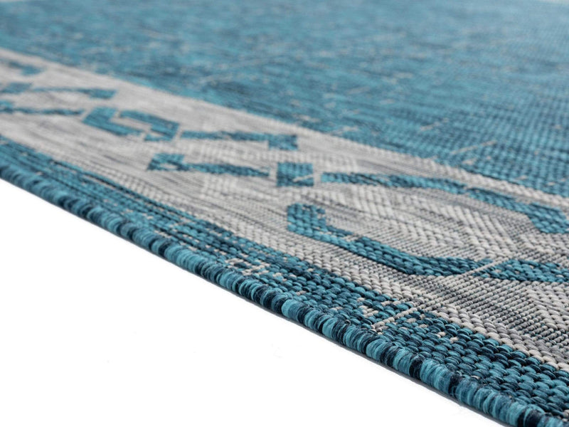 Rugs Aqua Rug - 94" x 126" x 0.04" Aqua Polypropylene Oversize Rug HomeRoots