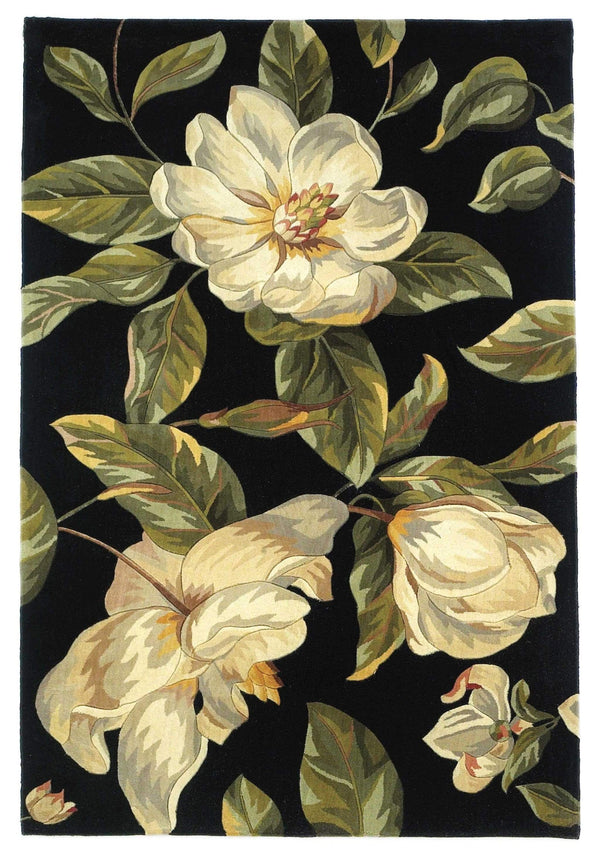 Rugs Area Rugs On Sale 30" x 50" Wool Black Area Rug 4029 HomeRoots