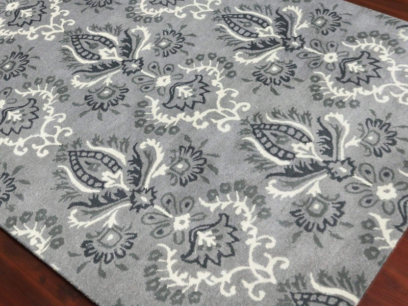 Rugs Area Rugs On Sale 5" X8" X 0.5" Gray Wool Area Rug 4056 HomeRoots