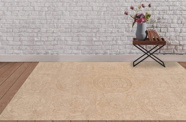 Rugs Area Rugs On Sale - 7.6" X9.6" X 0.5" Beige Wool Area Rug HomeRoots