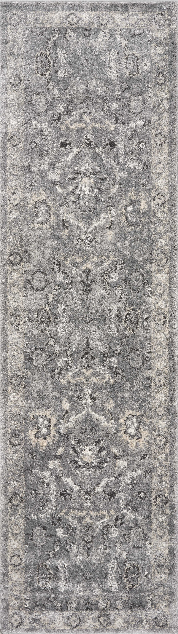 Rugs Bathroom Runner Rug 2'2" x 7'6" Runner Polypropylene Grey Area Rug 3870 HomeRoots