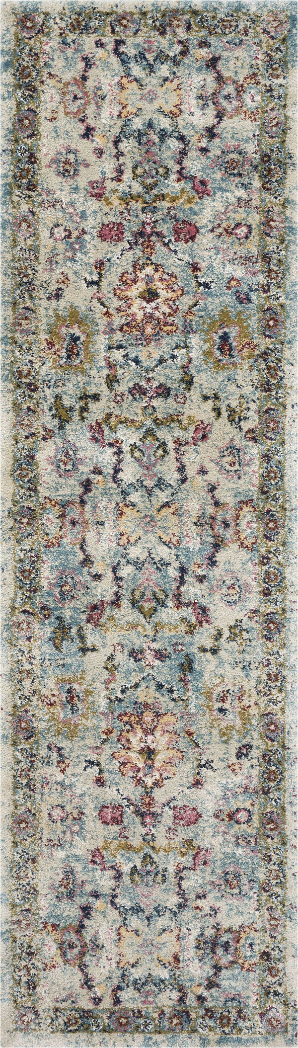 Rugs Bathroom Runner Rug - 2'2" x 7'6" Runner Polypropylene Lt Blue Area Rug HomeRoots