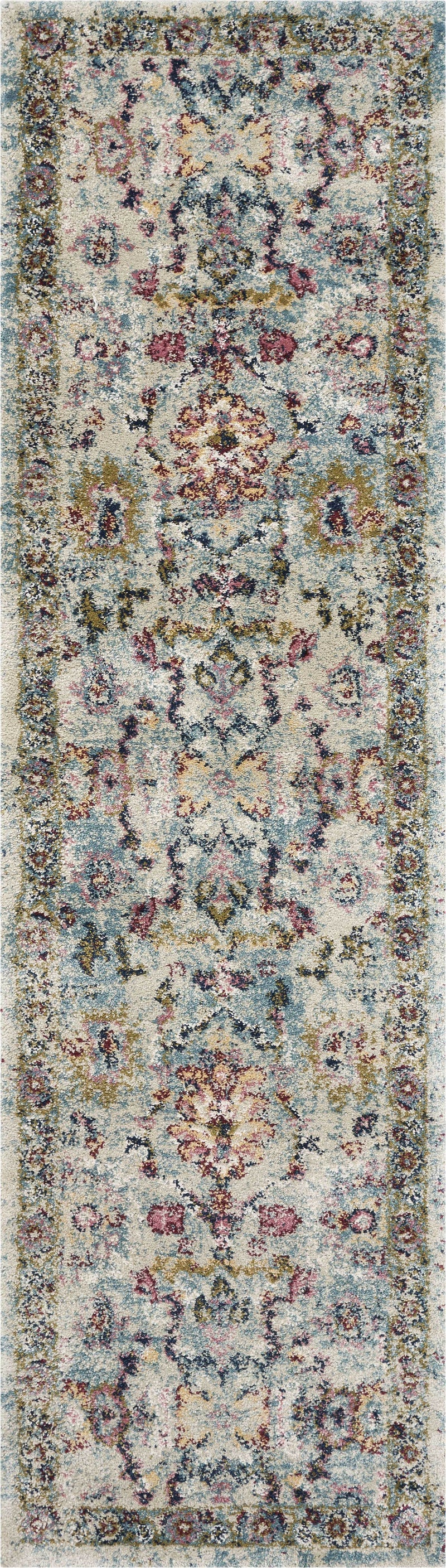 Rugs Bathroom Runner Rug - 2'2" x 7'6" Runner Polypropylene Lt Blue Area Rug HomeRoots