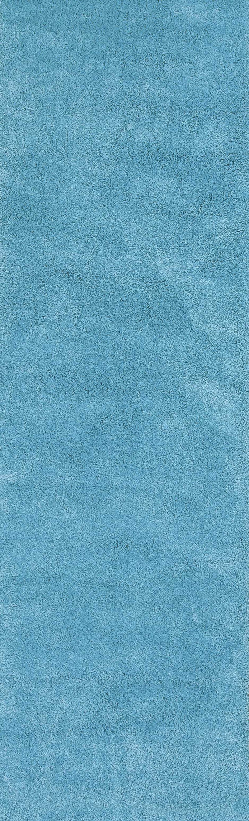 Rugs Bathroom Runner Rug - 2'3" x 7'6" Runner Polyester Highlighter Blue Area Rug HomeRoots