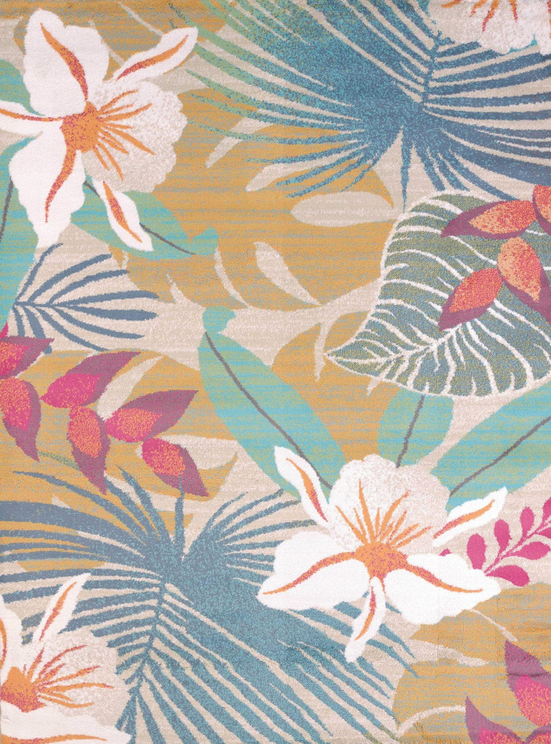 Rugs Bedroom Rugs 63" x 86" x 0.43" Tropical Polypropylene Area Rug 253 HomeRoots