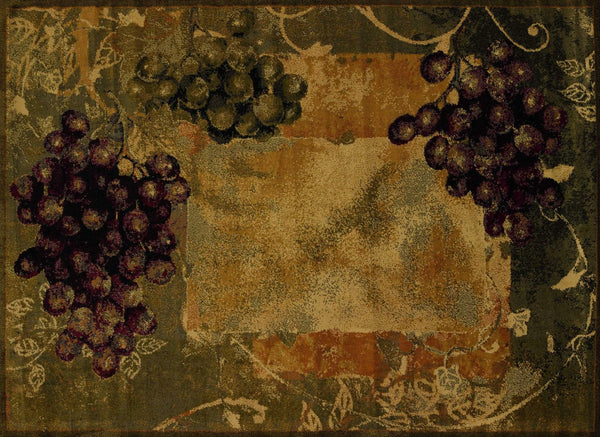Rugs Beige Area Rugs - 6 x 86" x 0.4" Vineyard Green Polypropylene Area Rug HomeRoots