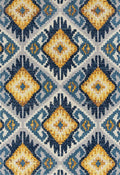Rugs Beige Area Rugs 94" x 94" x 0.35" Midnight Blue Olefin/Frieze Round Rug 6517 HomeRoots