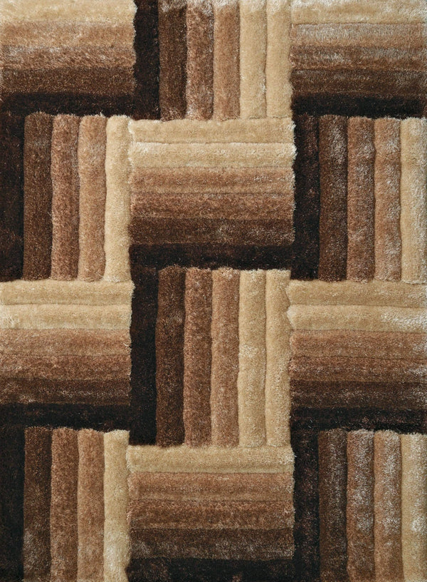 Rugs Best Rugs 63" x 86" x 1.2" Beige Polyester Area Rug 9131 HomeRoots