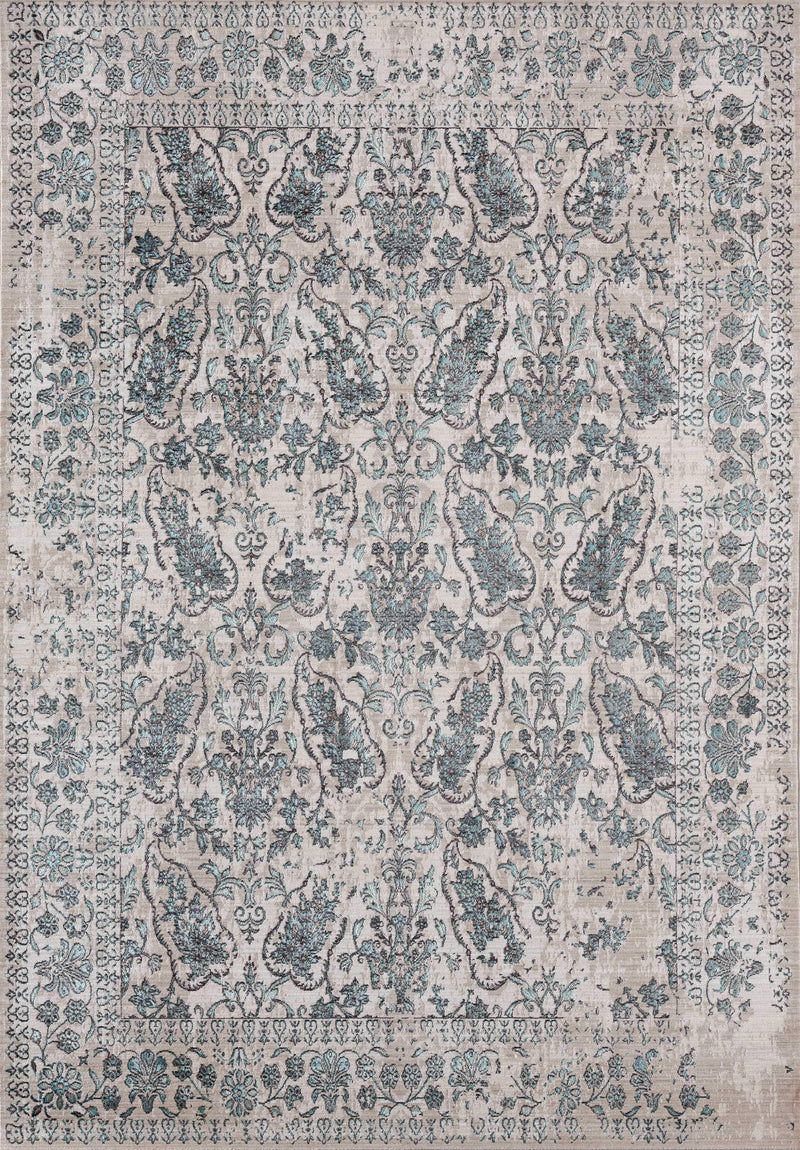 Rugs Big Area Rugs 94" x 126" x 0.2" Turquoise Polyester Oversize Rug 1175 HomeRoots