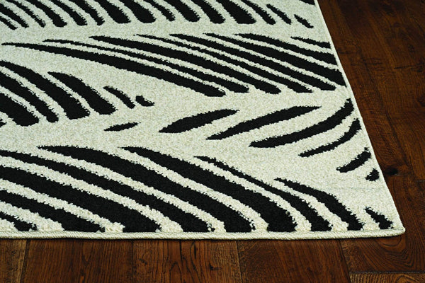 Rugs Black and White Rug - 23" X 45" X 0.'5" Black/White Polypropylene Rug HomeRoots