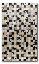 Rugs Black and White Rug - 60" x 96" Black and White, 4" Square Patches, Cowhide - Area Rug HomeRoots