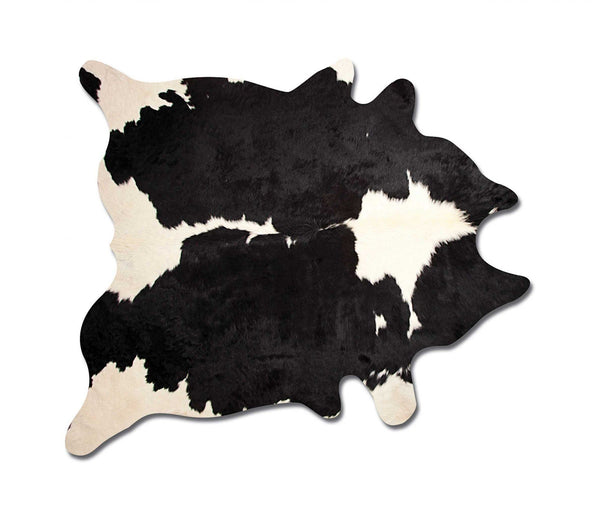 Rugs Black and White Rug 72" x 84" Black and White, Cowhide Rug 3172 HomeRoots