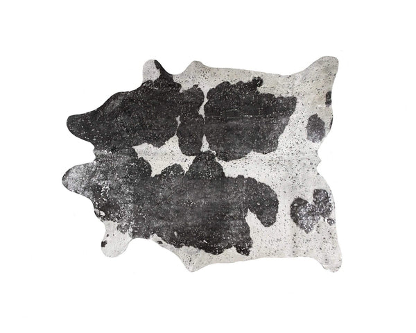 Rugs Black and White Rug - 72" x 84" Silver, Black & White, Cowhide - Rug HomeRoots
