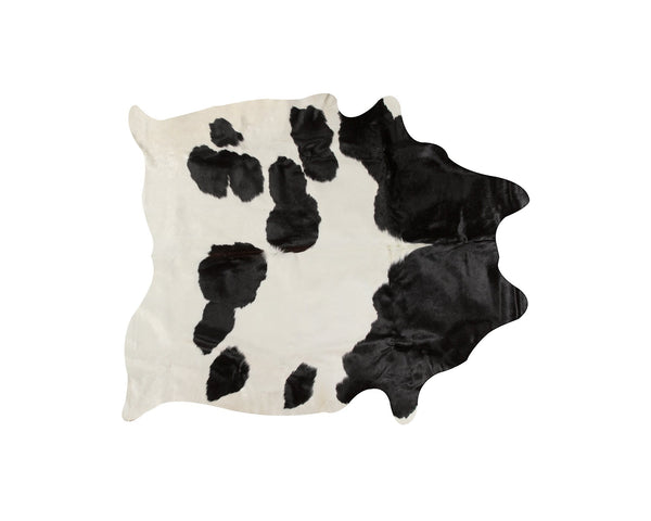 Rugs Black and White Rug - 72" x 84" White and Black, Cowhide - Rug HomeRoots