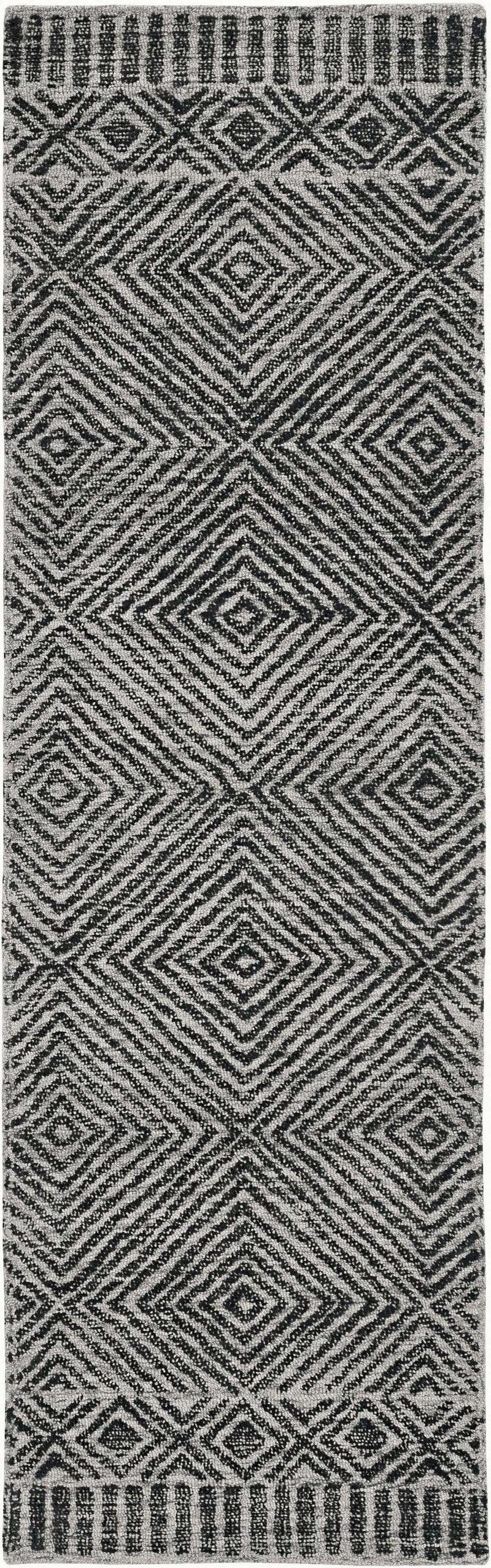 Rugs Black Area Rugs - 108" X 156" X 0.'5" Grey/Black Wool Rug HomeRoots