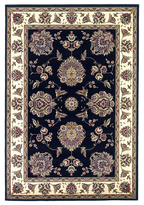Rugs Black Area Rugs 2'3" x 3'3" Polypropylene Black/Ivory Area Rug 3274 HomeRoots