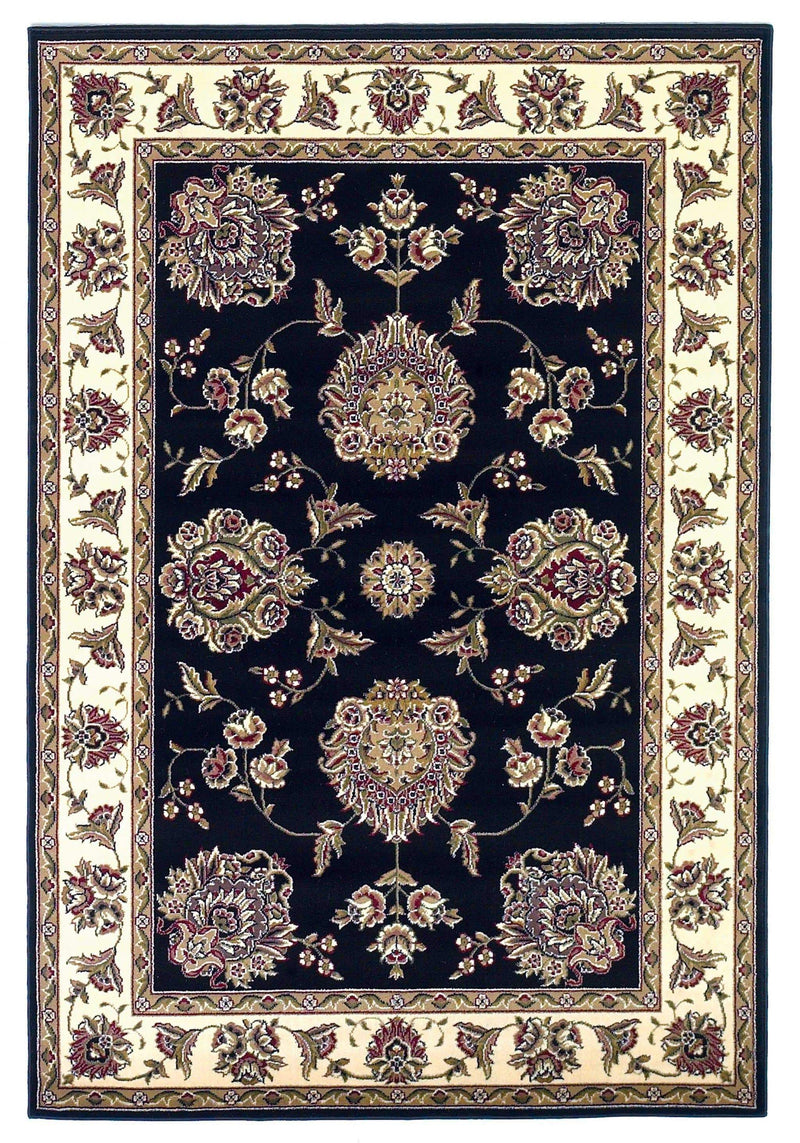 Rugs Black Area Rugs 20" x 31" Polypropylene Black/Ivory Area Rug 3190 HomeRoots