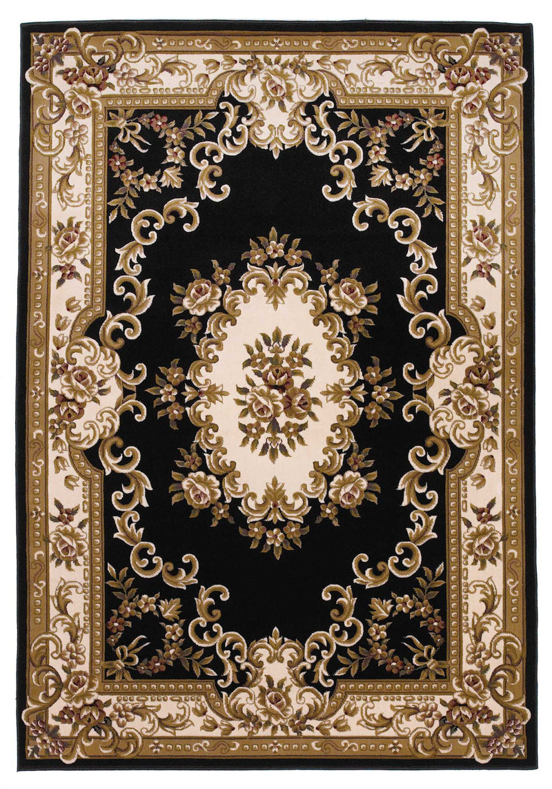 Rugs Black Area Rugs 20" x 31" Polypropylene Black/Ivory Area Rug 3194 HomeRoots