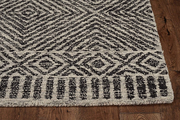Rugs Black Area Rugs - 27" X 96" X 0.'5" Grey/Black Wool Rug HomeRoots