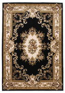 Rugs Black Area Rugs 3'3" x 4'11" Polypropylene Black/Ivory Area Rug 3672 HomeRoots