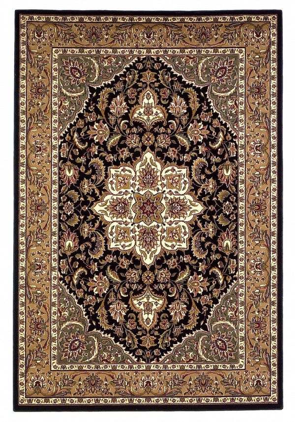 Rugs Black Area Rugs - 5'3" x 7'7" Polypropylene Black/Beige Area Rug HomeRoots