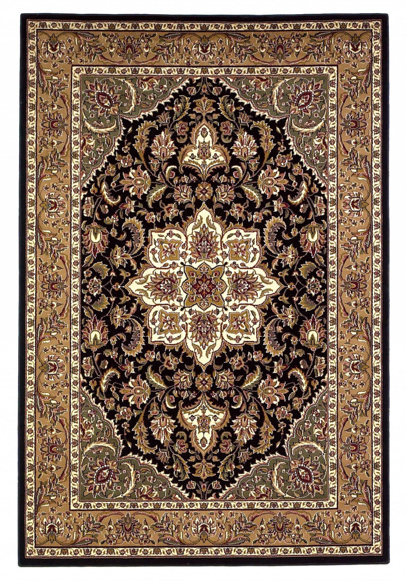 Rugs Black Area Rugs - 5'3" x 7'7" Polypropylene Black/Beige Area Rug HomeRoots