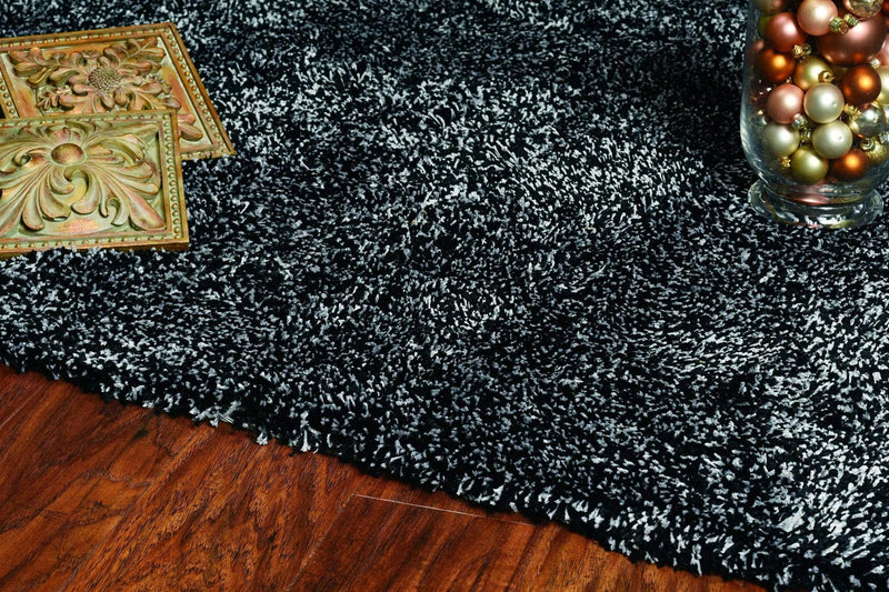 Rugs Black Area Rugs - 5' x 7' Polyester Black Heather Area Rug HomeRoots