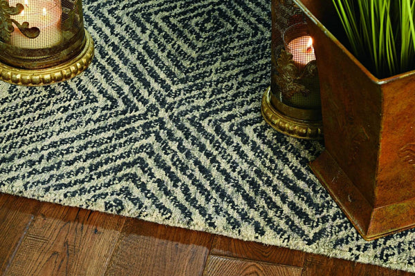 Rugs Black Area Rugs - 60" X 84" X 0.'5" Grey/Black Wool Rug HomeRoots