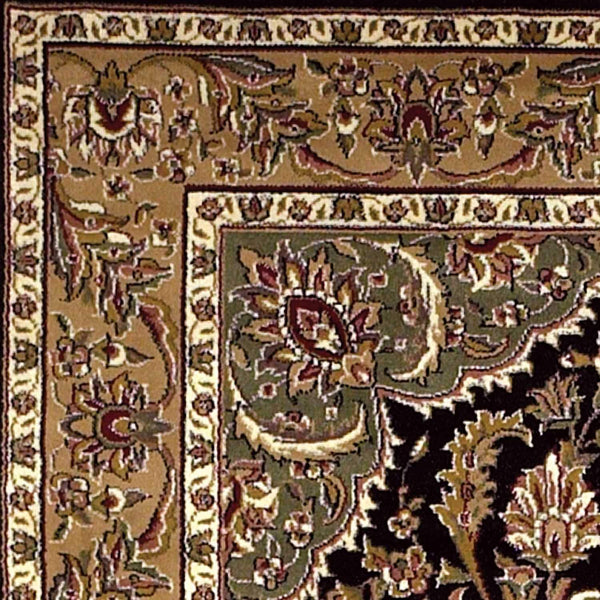 Rugs Black Area Rugs - 7'7" Octagon Polypropylene Black/Beige Area Rug HomeRoots
