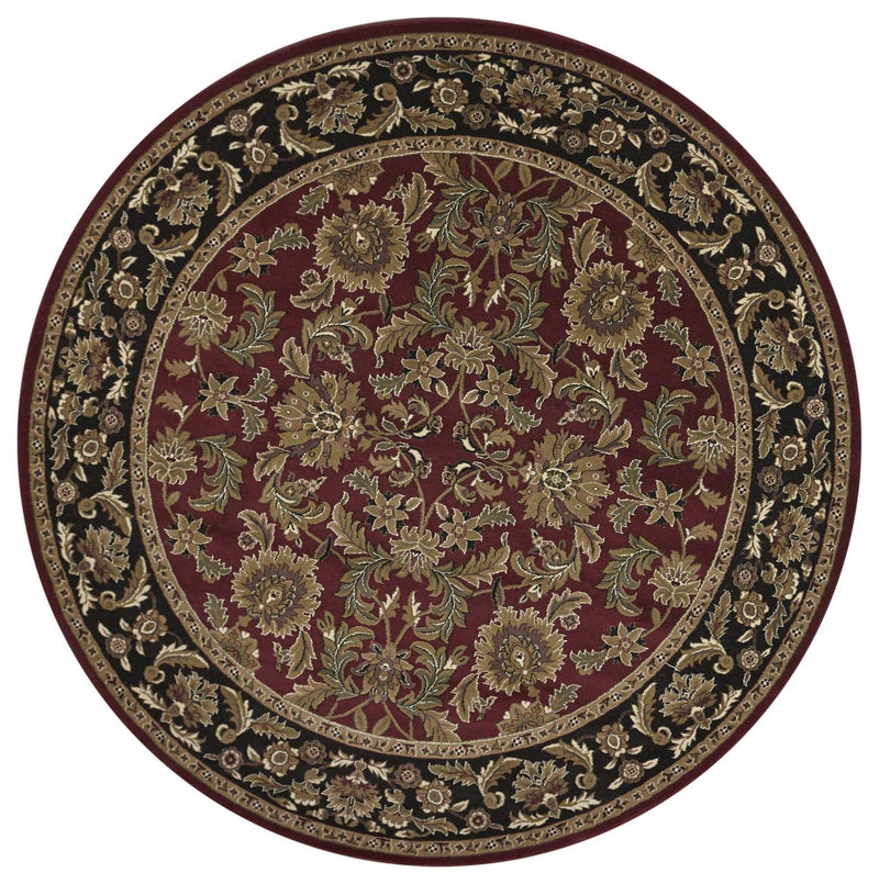 Rugs Black Area Rugs - 7'7" Octagon Polypropylene Red/Black Area Rug HomeRoots