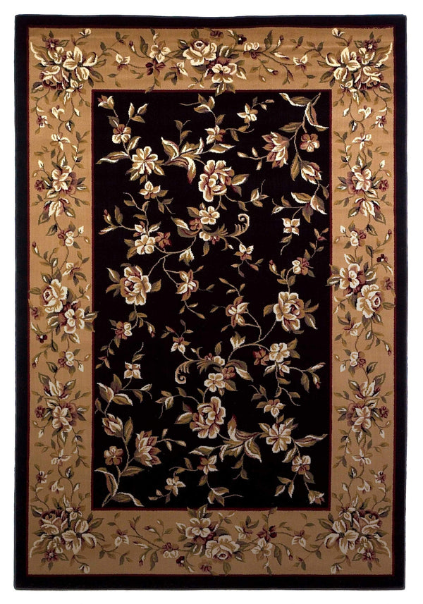 Rugs Black Area Rugs - 7'7" x 10'10" Polypropylene Black/Beige Area Rug HomeRoots