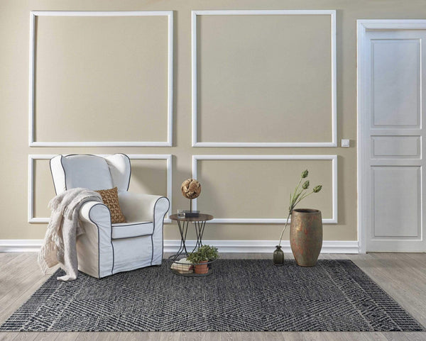Rugs Black Area Rugs - 78" X 114" X 0.'5" Grey/Black Wool Rug HomeRoots