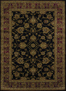 Rugs Black Rug 22" x 26" x 0.4" Black Polypropylene Accent Rug 1972 HomeRoots