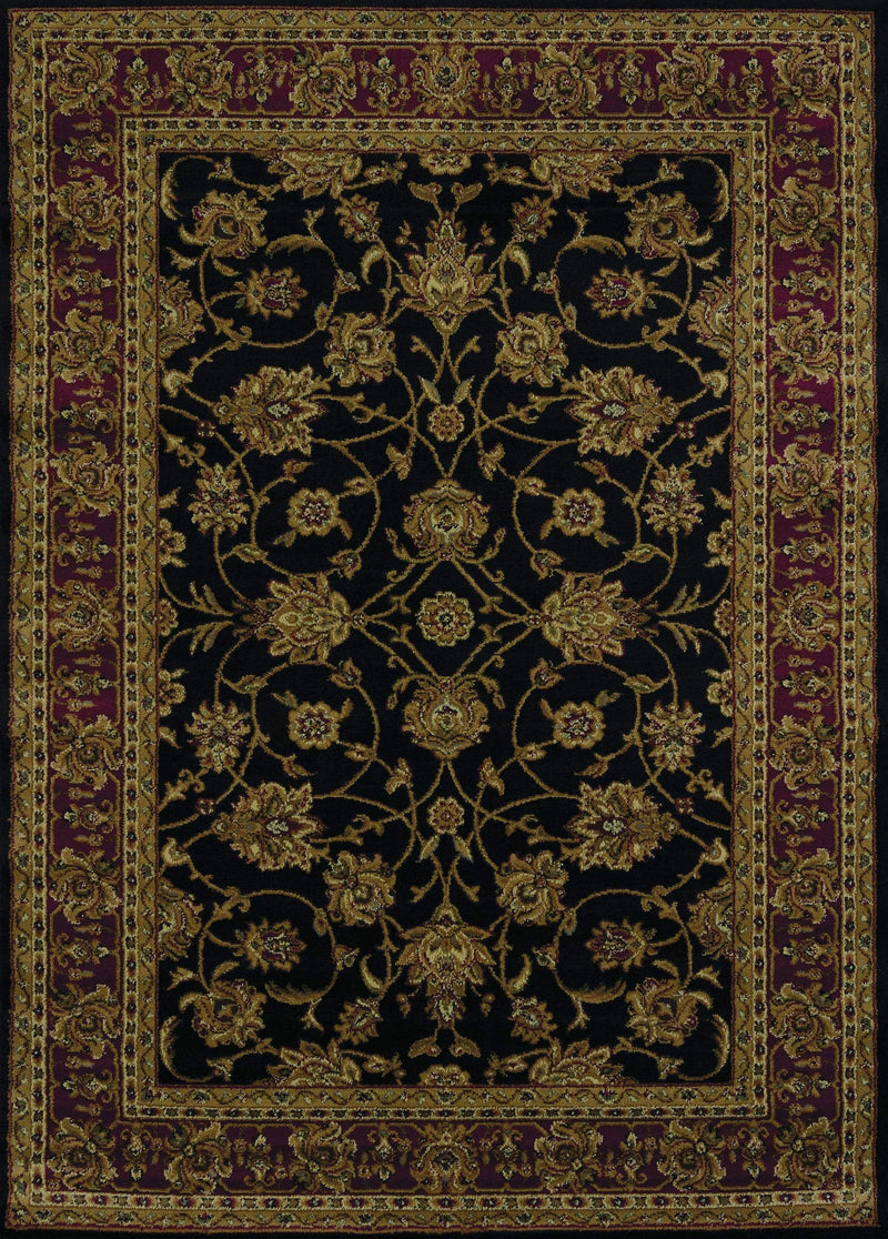 Rugs Black Rug 22" x 26" x 0.4" Black Polypropylene Accent Rug 1972 HomeRoots