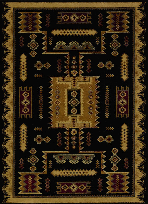 Rugs Black Rug - 22" x 26" x 0.4" Black Polypropylene Accent Rug HomeRoots