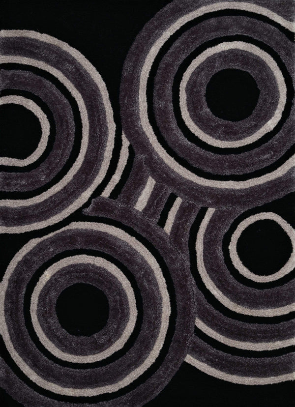 Rugs Black Rug 22" x 26" x 1.2" Black Polyester Accent Rug 9142 HomeRoots