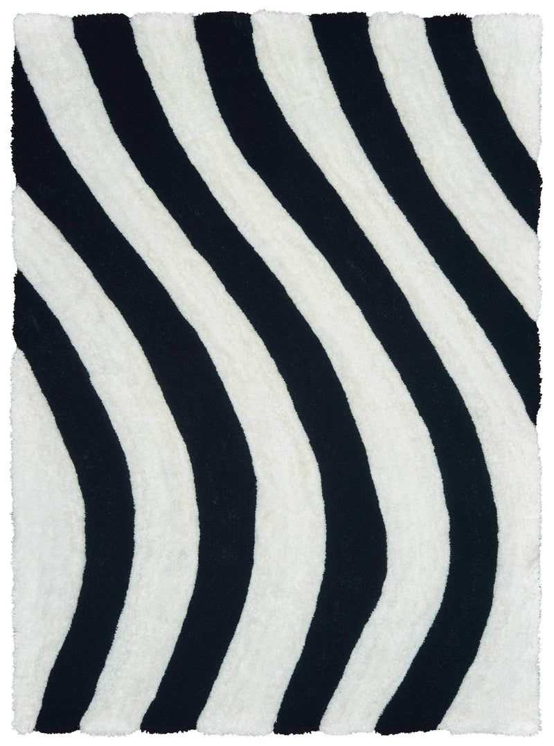 Rugs Black Rug 22" x 26" x 1.2" Black Polyester Accent Rug 9205 HomeRoots