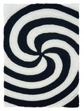Rugs Black Rug 22" x 26" x 1.2" Black Polyester Accent Rug 9223 HomeRoots
