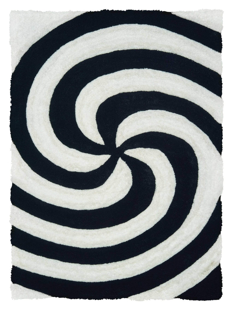 Rugs Black Rug 22" x 26" x 1.2" Black Polyester Accent Rug 9223 HomeRoots