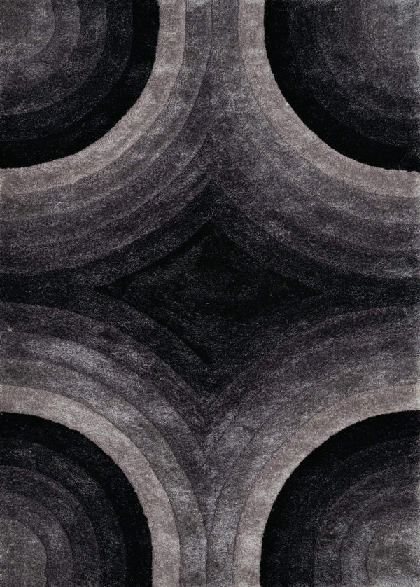Rugs Black Rug - 22" x 26" x 1.2" Black Polyester Accent Rug HomeRoots