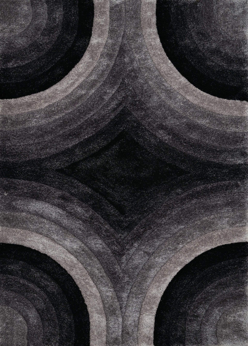Rugs Black Rug - 22" x 26" x 1.2" Black Polyester Accent Rug HomeRoots